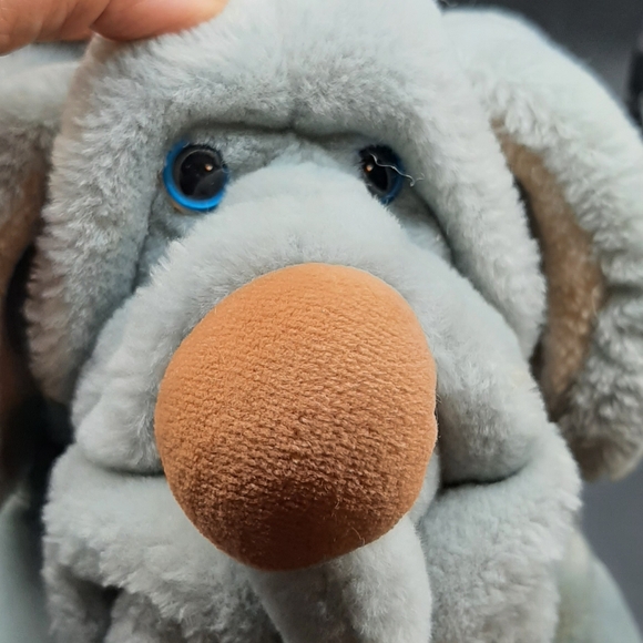 Vintage 1981 Ganzbros Blue Eyes Gray Wrinkles Dog Hand Puppet Plush 17" - Picture 3 of 9